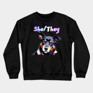 Laylah - She/They Rainbow Text Heather Gray Crewneck Sweatshirt